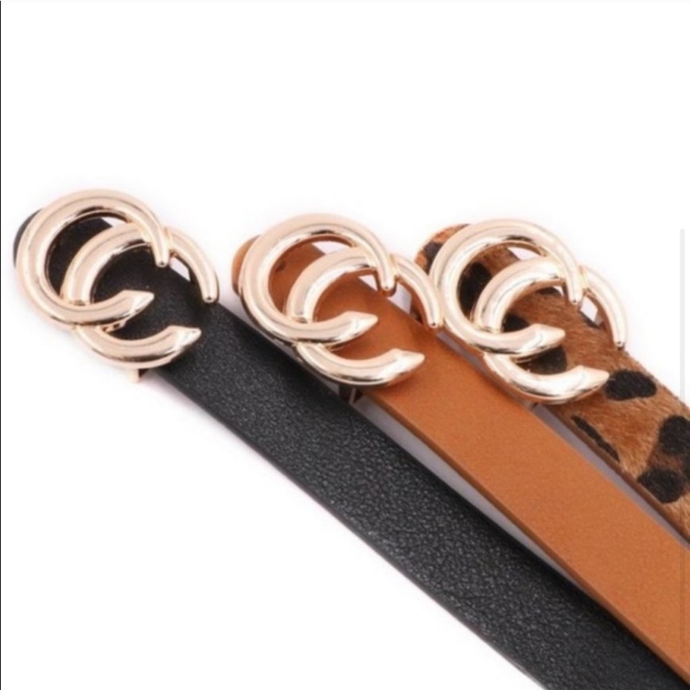 1 Black Left! ♥️Vegan Leather Skinny Belt - Picture 3 of 4